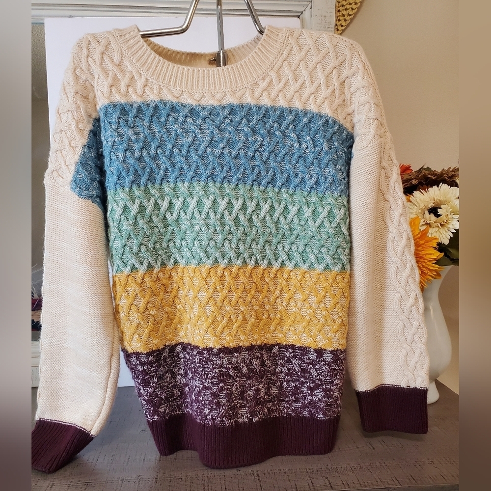 St. John's Bay White Striped Sweater For Women